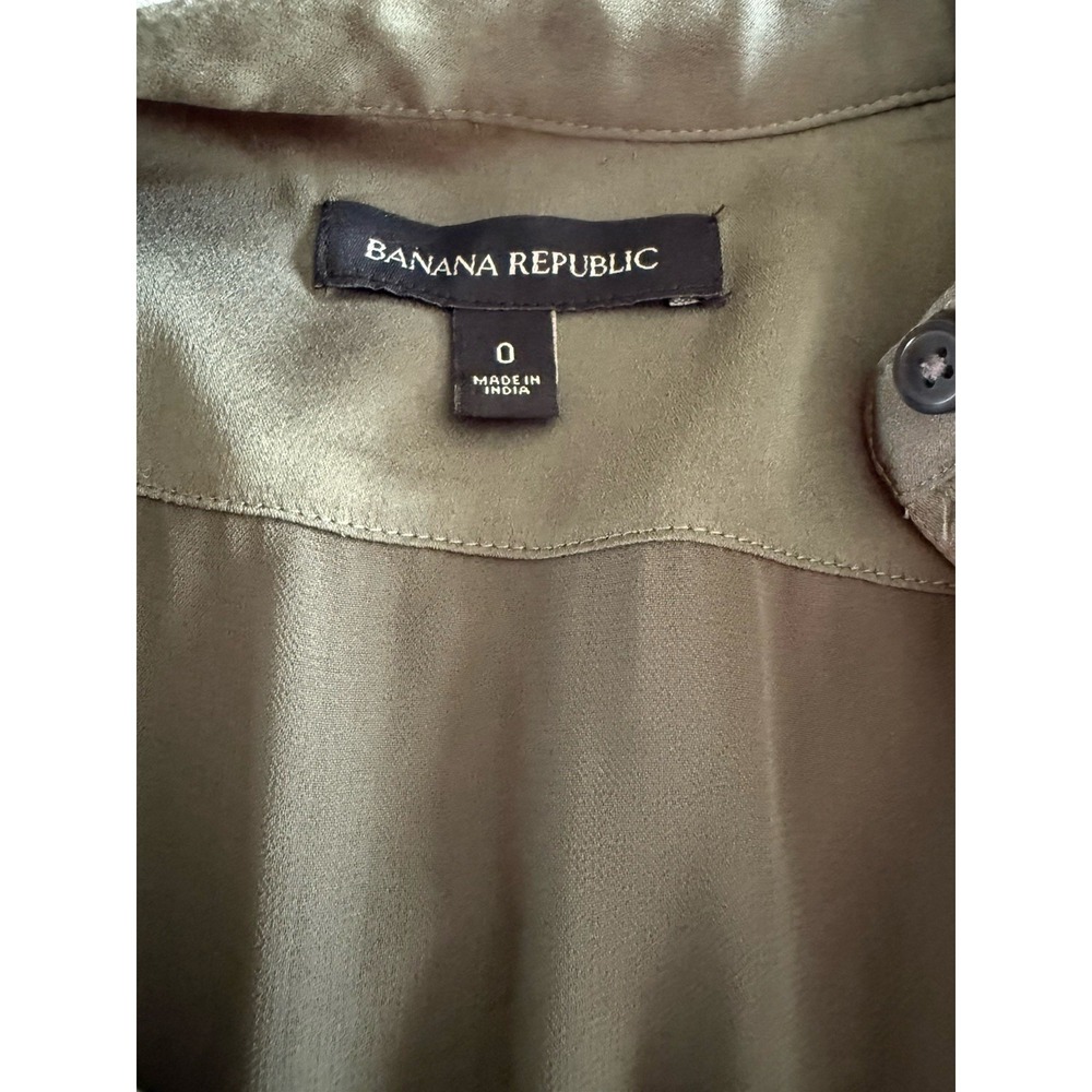 Banana‎ Republic Olive Green Shirt Dress Womens 0 Sleeveless Satin Utility Midi - Picture 6 of 9